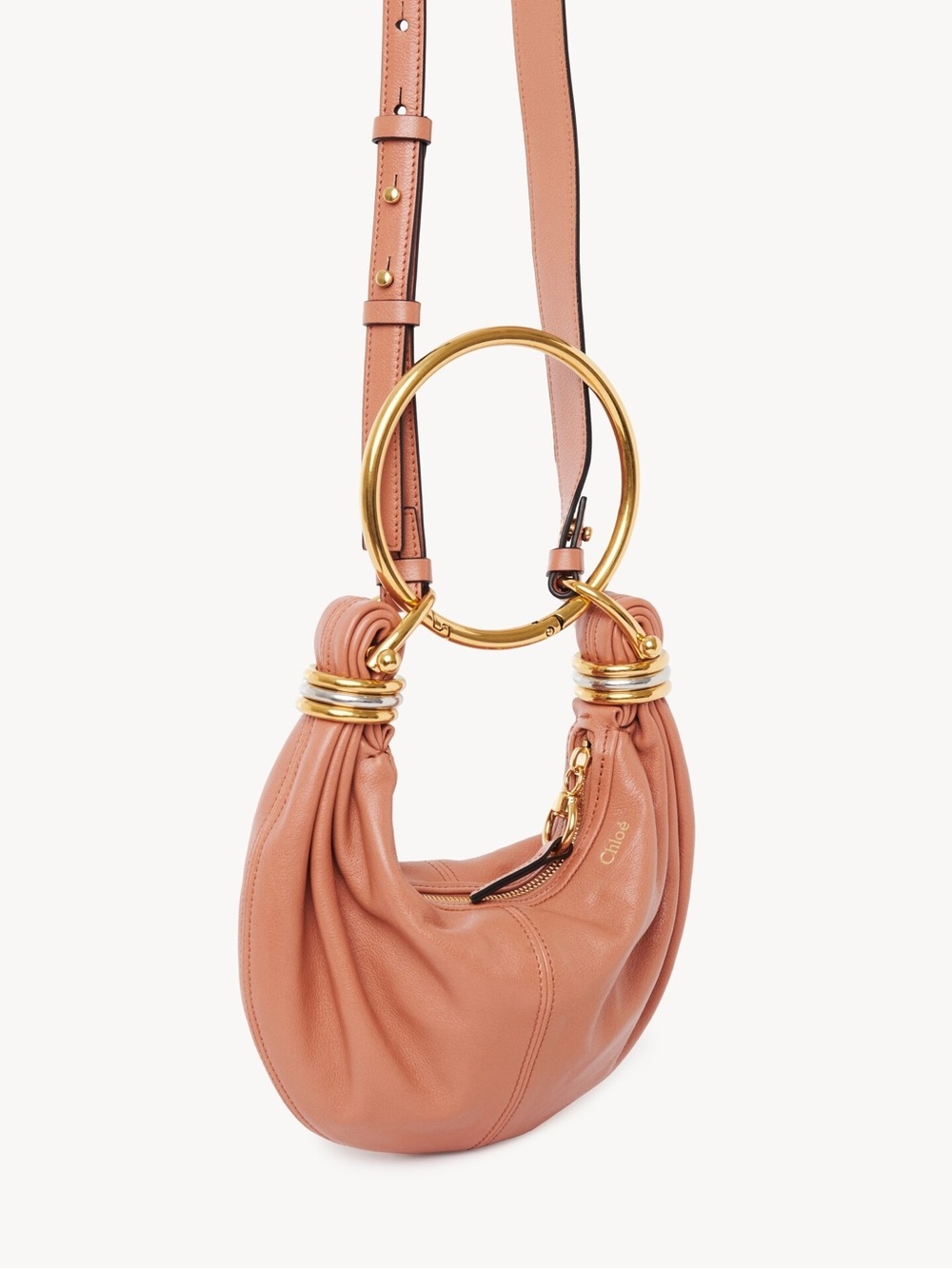 NWT CHLOE MINI BRACELET HOBO BAG IN GRAINED LEATHER WOODEN ORANGE $2,500